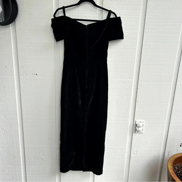 VTG 90s Rampage Velvet Long Maxi Dress Green Off The Shoulder Sparkle Embroidery - Picture 2 of 6